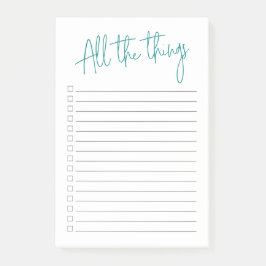 Alle Dinge, die mit Checkboxen und Zeilen Aquamari Post-it Klebezettel