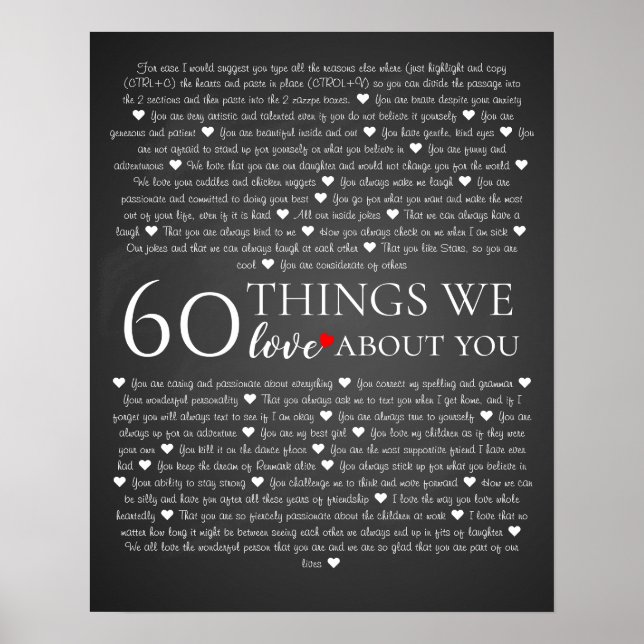 alle Dinge, die wir über Sie Liebe haben, 60. Gebu Poster (Vorne)