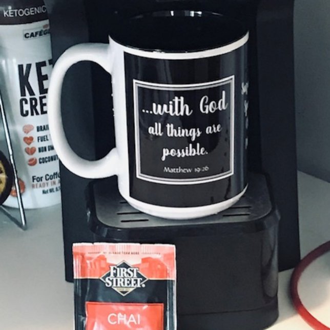 Alle Dinge möglich Schwarz Lila Inspiration Zweifarbige Tasse (Von Creator hochgeladen)
