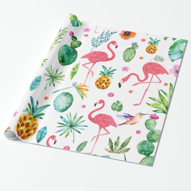 Alle Dinge Tropische Blume Pflanze & Vögel Geschenkpapier (Ungerollt)