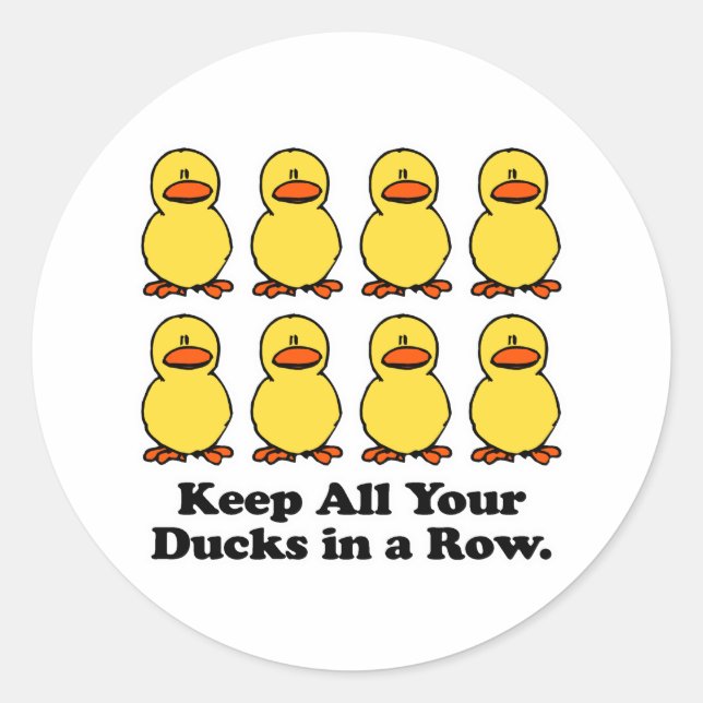 Alle Enten in einer Reihe behalten Runder Aufkleber (Vorderseite)