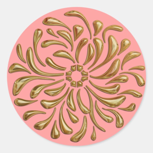 Alle Farben mit Gold-Design-Siegel Runder Aufkleber (Vorderseite)