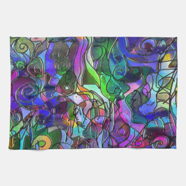 Alle Farben mit Wirbel und Linien Küchentuch (Horizontal)