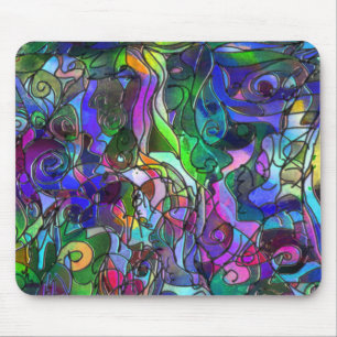 Alle Farben mit Wirbeln und Linien Mousepad