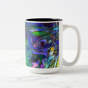 Alle Farben mit Wirbeln und Linien Zweifarbige Tasse