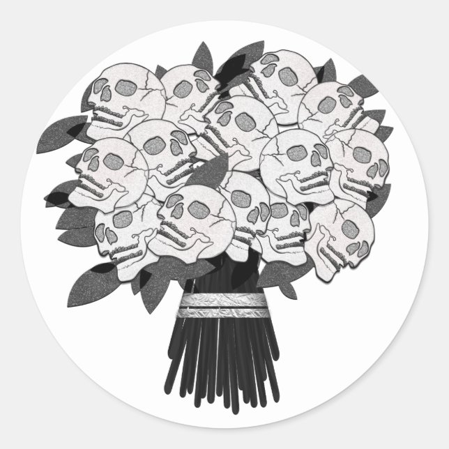 Alle Farbstoffe* Schwarz-Weiß-Rose-Bouquet Runder Aufkleber (Vorderseite)