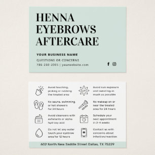 Alle Farbton Henna Brows Aftercare Card Ratschläge