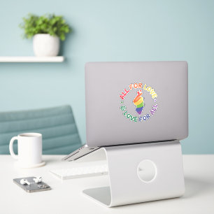 Alle für Liebe und Liebe für alle Regenbogen Aufkleber