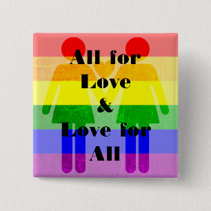 Alle für Liebe und Liebe für allen Regenbogen des Button