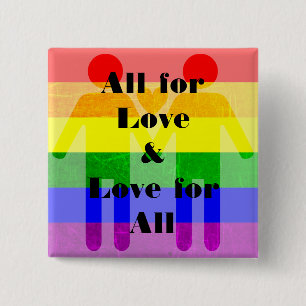 Alle für Liebe und Liebe für allen Regenbogen des Button