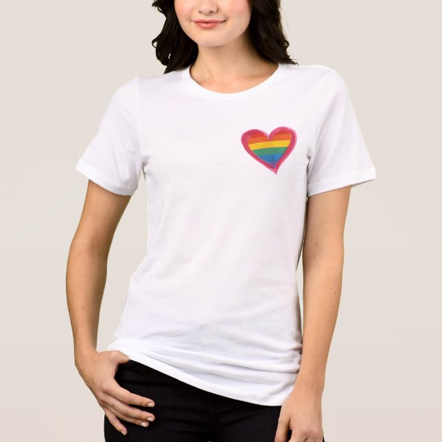 Alle für Liebe Zitat, Rainbow Typografie, Positive Tri-Blend Shirt (Vorderseite)