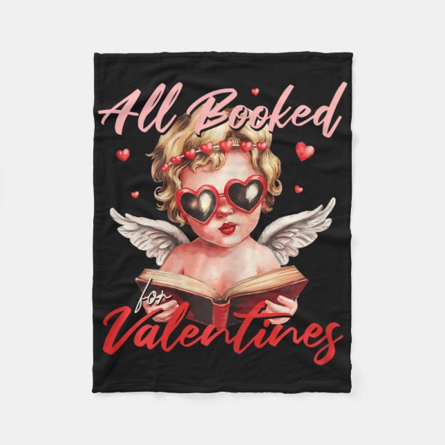 Alle gebucht für Valentins Cupid Leseliebhaber Bib Fleecedecke (Vorderseite)