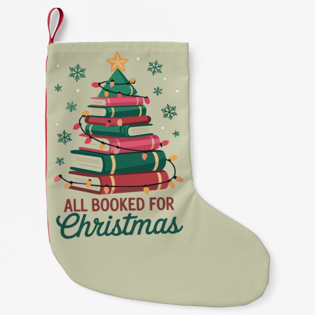 Alle gebucht für Weihnachten Bibliothekar Lover Tr Kleiner Weihnachtsstrumpf (Vorderseite)