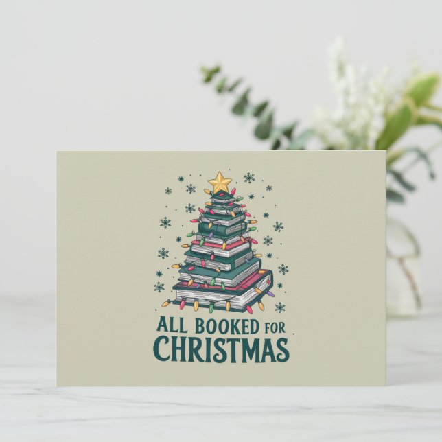 Alle gebucht für Weihnachten Geschenk für Libraria Einladung (Stehend Vorderseite)