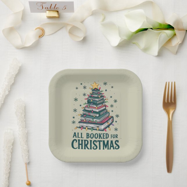 Alle gebucht für Weihnachten Geschenk für Libraria Pappteller (Hochzeit)