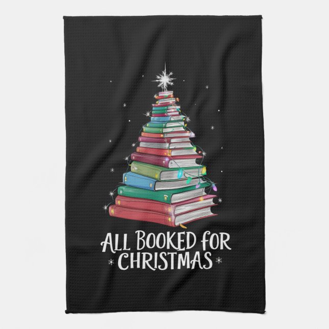 Alle gebucht für Weihnachten Librarian Xma Buchlie Geschirrtuch (Vertikal)