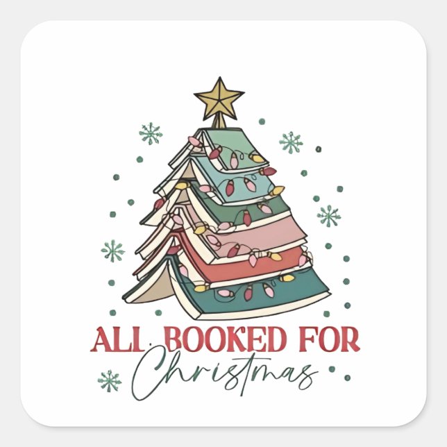 Alle gebucht für Weihnachtsbuch Weihnachten Weihna Quadratischer Aufkleber (Vorderseite)