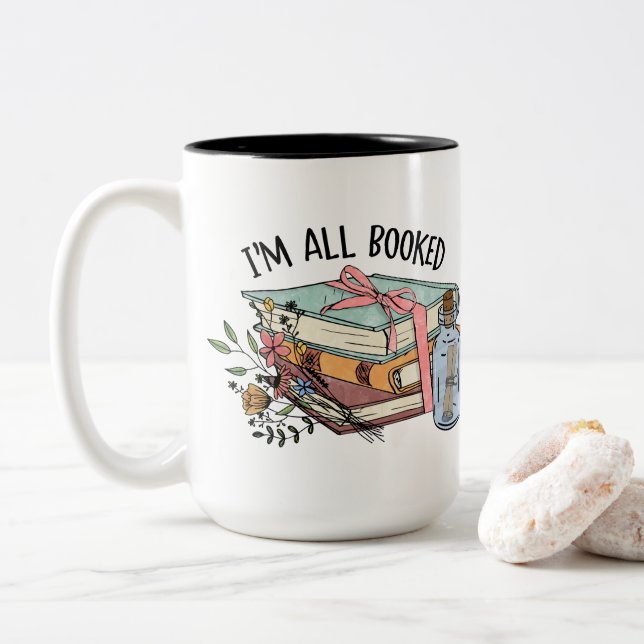 Alle gebuchten Blume Lesebänder in Flaschen Zweifarbige Tasse (Mit Donut)