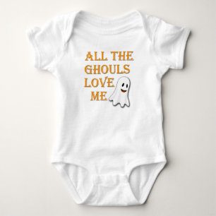 Alle Ghouls Liebe Me Ghost Orange Baby Outfit Strampler