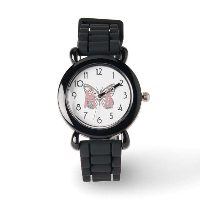 Alle Glitzer-Schmetterlingsbilder anzeigen Armbanduhr (Vorderseite)