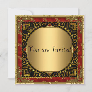 Alle Gold Black Red Retro Party Einladung