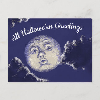 Alle Hallowe’en Greetings Vintag Moon Postcard Postkarte