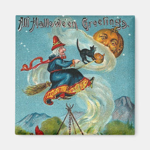 Alle Halloween-Grüße Fliegenden Hexe Magnet