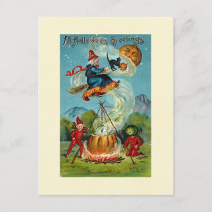 Alle Halloween-Grüße Fliegenden Hexe Postkarte
