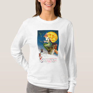 Alle Halloween-Hexe auf einem Besen durch Vollmond T-Shirt