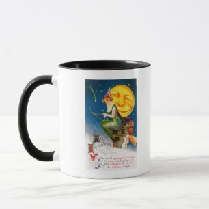 Alle Halloween-Hexe auf einem Besen durch Vollmond Tasse