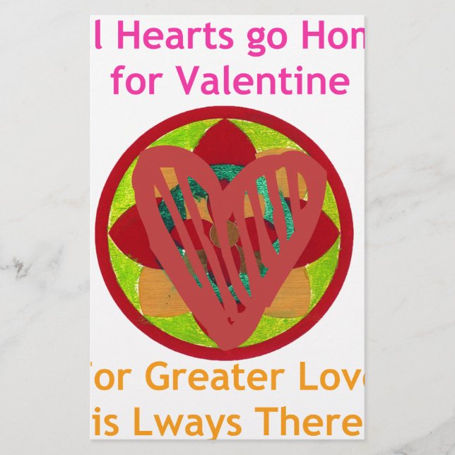 Alle Herzen gehen Zuhause für Valentiner Kunstdruc Briefpapier (Vorderseite)
