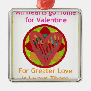 Alle Herzen gehen Zuhause für Valentiner Kunstdruc Silbernes Ornament