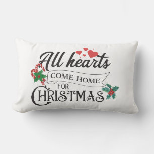 Alle Herzen kommen zu Weihnachten Zuhause Lendenkissen