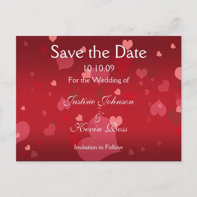 Alle Herzen Liebe Liebe Liebe Save the Date Postka Ankündigungspostkarte (Vorderseite)
