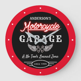 Alle Imitate Neon Garage seit Datum Rot Schwarz Große Wanduhr