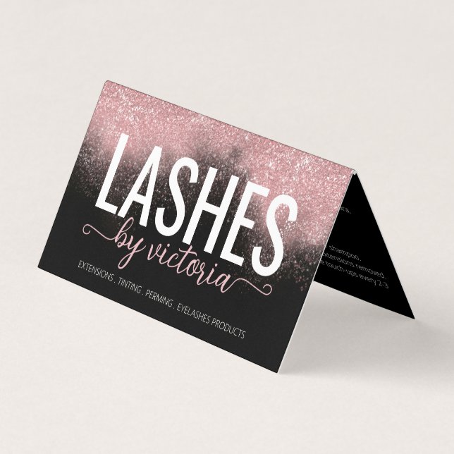Alle in einem Eyelash Aftercare Loyalty Pink Glitz Visitenkarten (Vorderseite)
