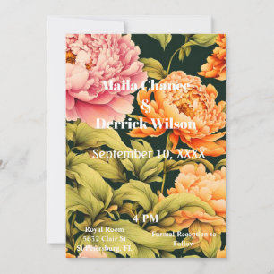 Alle in einem floralen rosa orangefarbenen Rahmen  Einladung