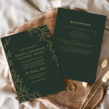 Alle in einem grünen Gold-Minimal-Leaf-Hochzeit