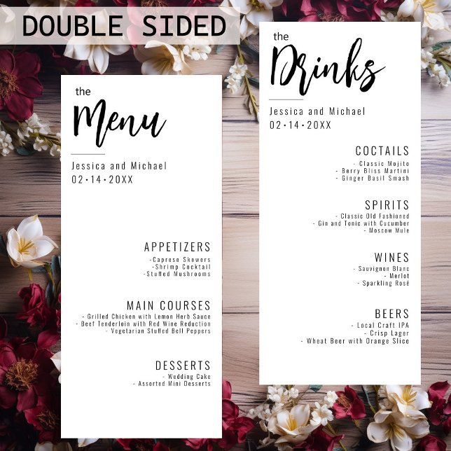 💍 Alle in einem Menü & Getränken MenüMinimalist E Menükarte (All in one Menu & Drinks minimalist Elegant menu card.)