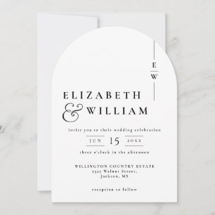 Alle in einem modernen Monogramm QR Code Wedding A Einladung