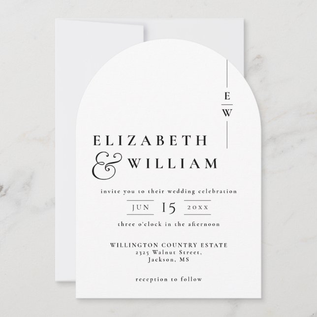 Alle in einem modernen Monogramm QR Code Wedding A Einladung (Vorderseite)