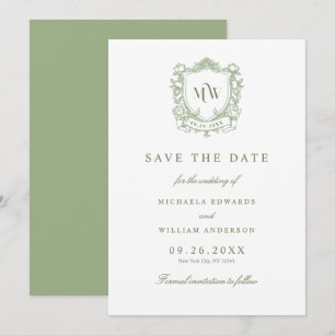 Alle in einem Vintagen Wappen Monogram QR Code Wed Save The Date