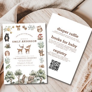 Alle in einem Wald gehaltenen Tiere Baby-Dusche Einladung