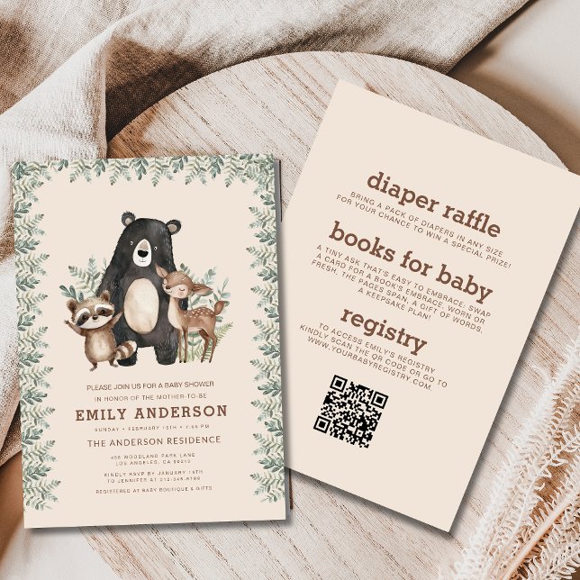 Alle in einem Wald gehaltenen Tiere Baby-Dusche Einladung (Von Creator hochgeladen)