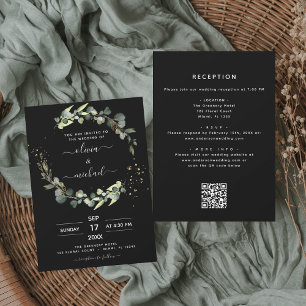 Alle in einer Eukalyptus Black Rustic Wedding Einladung