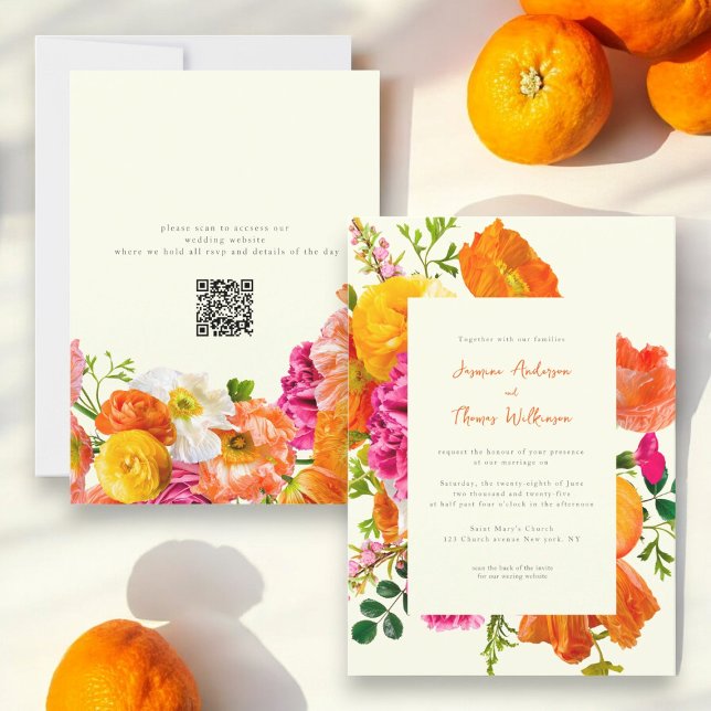 alle in einer Hochzeit qr code Orangenmohn Hochzei Einladung (Von Creator hochgeladen)