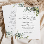 Alle in einer Neustra Boda rustikale Eukalyptus-Gr Einladung<br><div class="desc">Diese elegante Kollektion bietet gemischte Aquarellfarben-Blätter,  gepaart mit einer klassischen Serif & feinen Sans-Schriftart in Schwarz,  mit Platz für Details auf der Rückseite. Matching-Elemente verfügbar.</div>