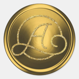 ALLE INITIALEN Gold Kreis Monogramm Altgold Runder Aufkleber