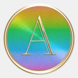 ALLE INITIALEN Gold Monogram Rainbow Runder Aufkleber