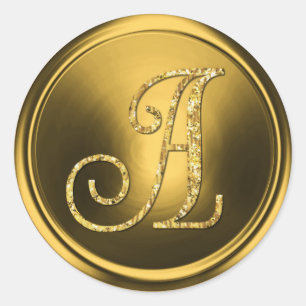 ALLE INITIALEN Gold Monogramm 3 Altgold Runder Aufkleber